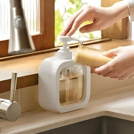 Liquid Soap Dispenser - Large clear plastic bottle with precision pump for hand soap, dish soap, shampoo, and body wash in elegant white finish.
