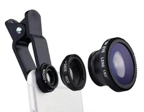 REDWIND Universal HD Camera Lens Kit 180 Degree Fish Eye+0.65X Wide Angle+10X Macro Lens Glass & Aluminum Alloy Shot Clip Attachments Compatible with iPhone iPad Android Smartphone & Tablets