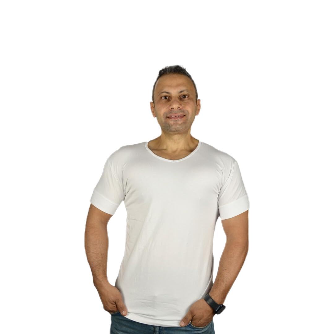 Future Half Sleeve V-Neck Undershirt For Men, Cotton Lycra Blend
