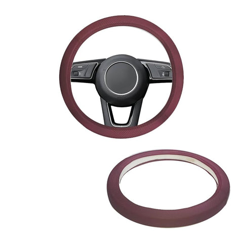 KaberTrade Car Steering Wheel Protector Cover Anti-Slip Car Interior Accessories Compatible with Most Cars (Maroon Carbon Code :8513) - KaberTrade