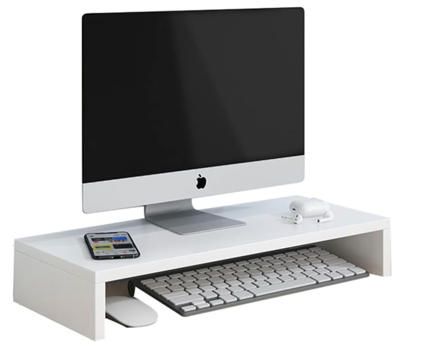 Wooden stand for computer monitor, laptop and TV, white (40 x 20 cm)
