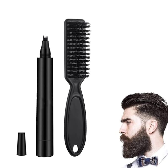 RUDSAA Beard Pencil Filler for Man Water Proof Pen and Beard Brush Long Lasting Coverage Natural Finish Mustache Repair Shape, Effective Enhance Facial Hair-1PCS