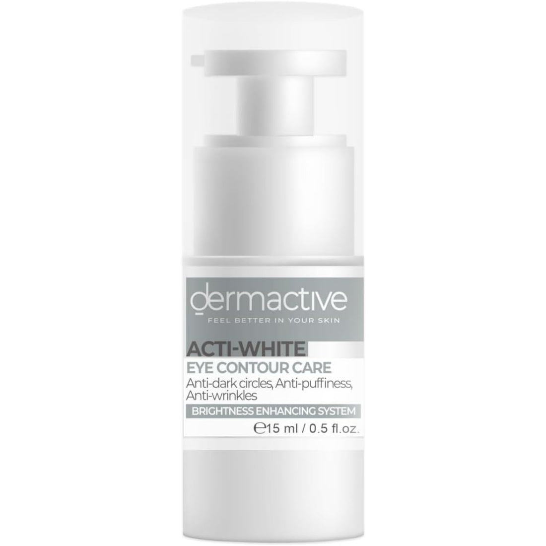 DERMACTIVE Acti White Eye Contour – 15 ml 4-in-1 Eye Solution, Brightens, De-Puffs, Hydrates, Revives Tired Eyes All Skin Types, Fragrance-Free, Daily Use – AM & PM