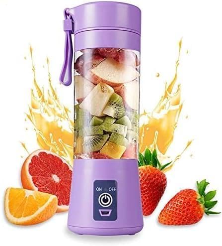 Portable Blender Cup,Electric USB Juicer Blender,Mini Blender Portable Blender For Shakes and Smoothies, Juice,380ml, Six Blades Great for Mixing