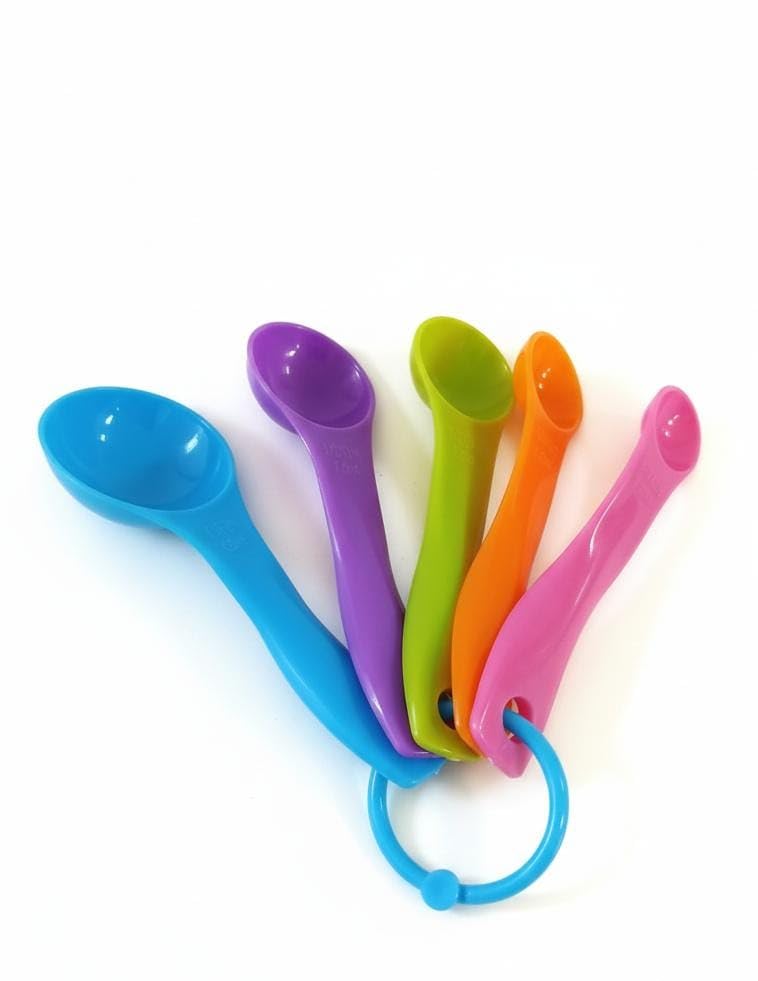 Spaceshoop 5-Piece Colorful Measuring Spoons Set – Heavy Duty BPA-Free Plastic Measuring Tools for Liquid & Dry Ingredients, Multi Color