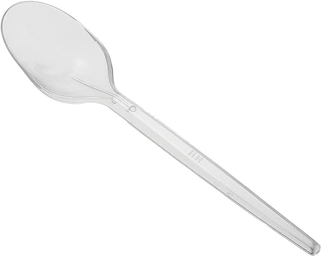 Plastic Jumbo Spoon Set, White (100pices)