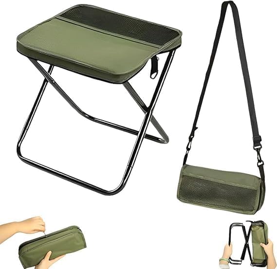 Portable Folding Camping Chair, Lightweight Folding Chair, Large Capacity Portable Folding Stool, Small Travel Chair for Camping, Hiking, Fishing, Outdoor Events