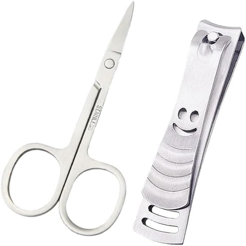 Manicure Set 2 Pieces Stainless Steel Manicure Set Manicure Set for Women and Men Travel Nail Care Tool Set (Silver)
