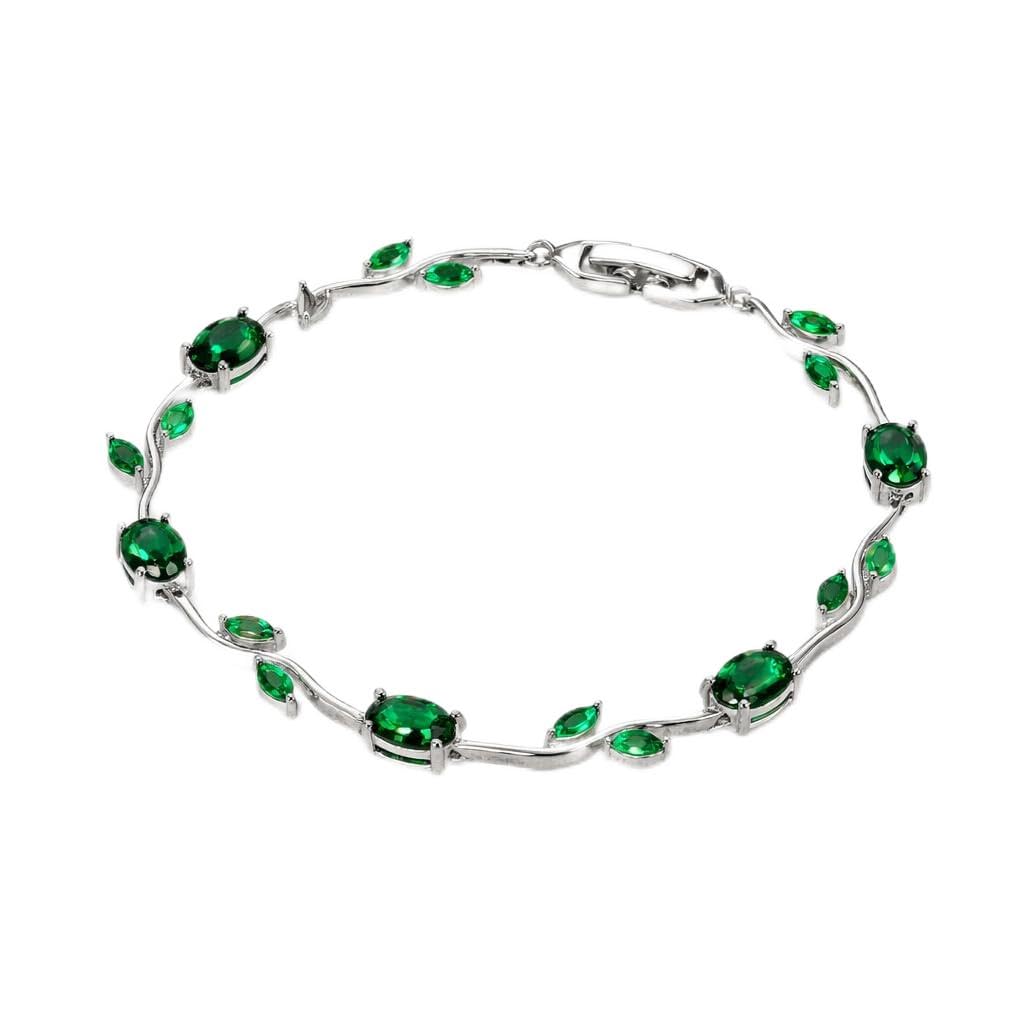 Luxury Women's Tulip Flower Bracelet 14K Gold Plated Stainless Steel with Colorful Zircon Stones – Elegant Adjustable Gift