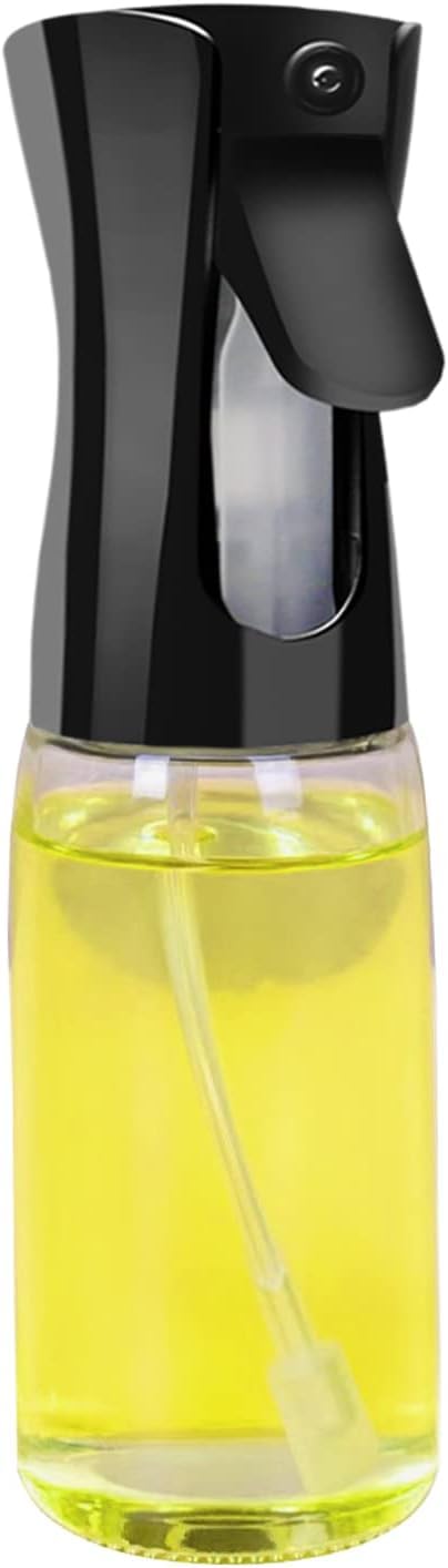 Olive Oil Sprayer for Cooking, 210ml Glass Oil Spray Mister Dispenser Bottles,kitchen Gadgets Accessories for Air Fryer,Widely used for Salad Making,Baking Frying, BBQ (Black)