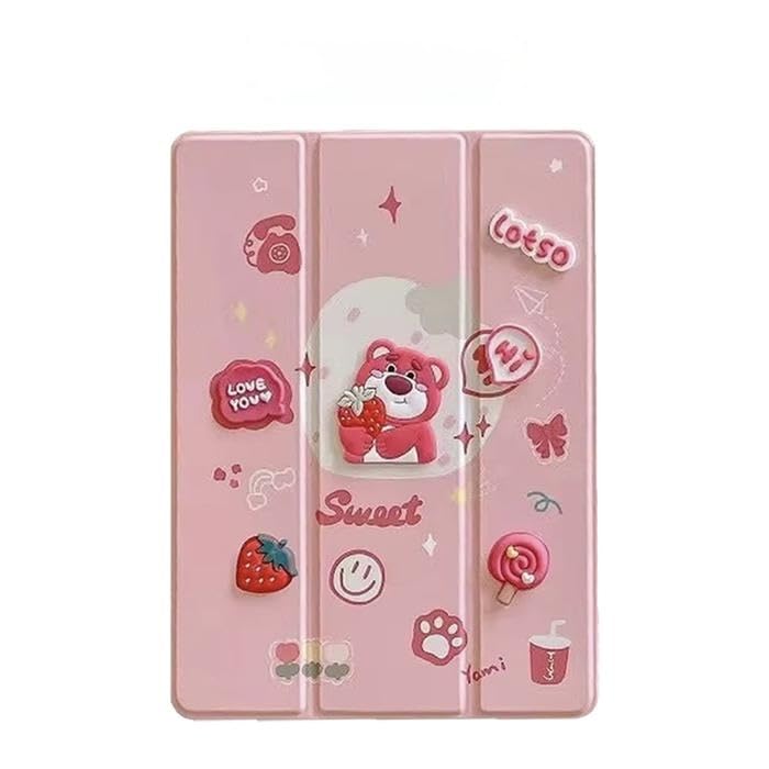 Fekra Cute 3D Case for iPad Air 11 Inch 7/6 (2025 M3/2024 M2)/10.9 Inch 5/4 (2022/2020) with Pen Holder, Trifold Stand Case, Back cover, Thin Stand Tablet Protective Cases (S-LostOo)