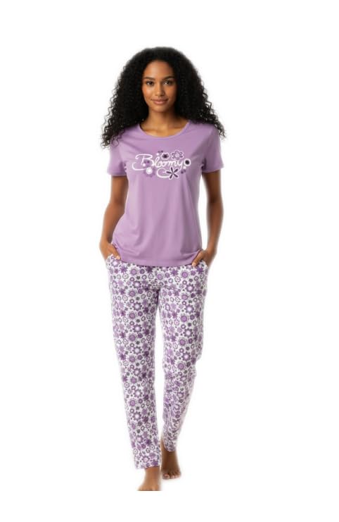 Cookies Purple Floral Pattern Pyjama Set