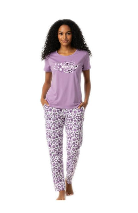 Cookies Purple Floral Pattern Pyjama Set