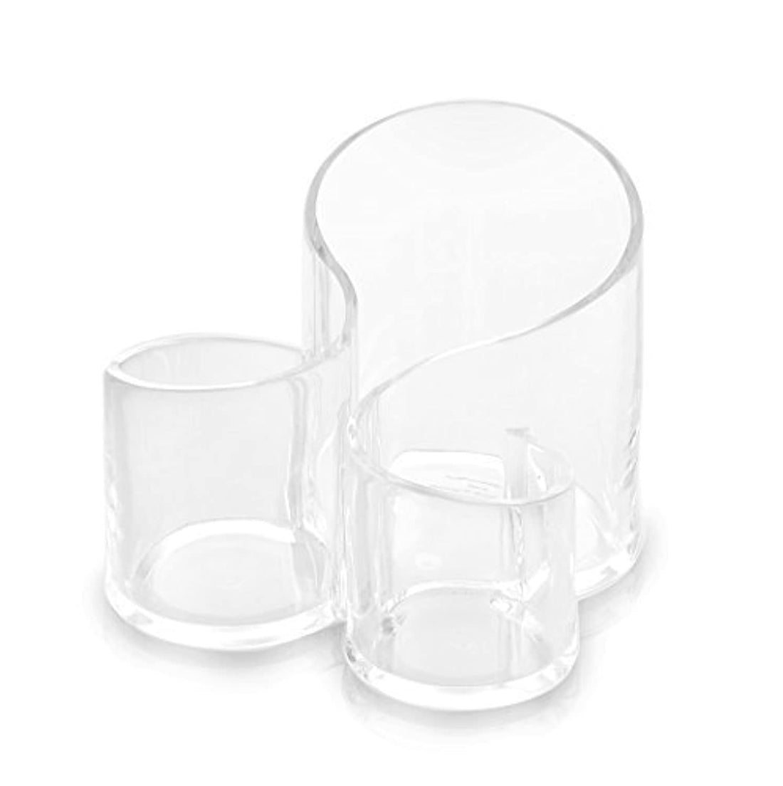 Large Wavy Acrylic Makeup Brush and Cosmetic Holder - 3 Compartment