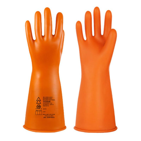 AspidaWorks® Class 00 Electrical Insulating Safety Gloves, Orange, Latex, 500V Protection