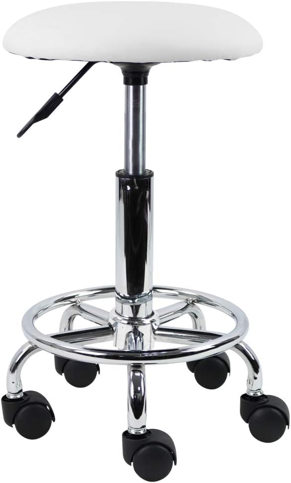 Reyad Group KKTONER White Adjustable Stool PU Seat, Height for Tasks - White