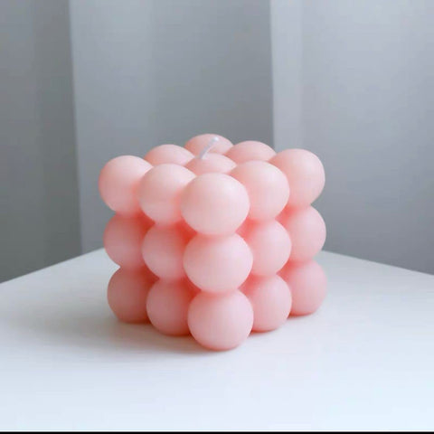3D Cube Shape Soy Wax Scented Candle (Pink)