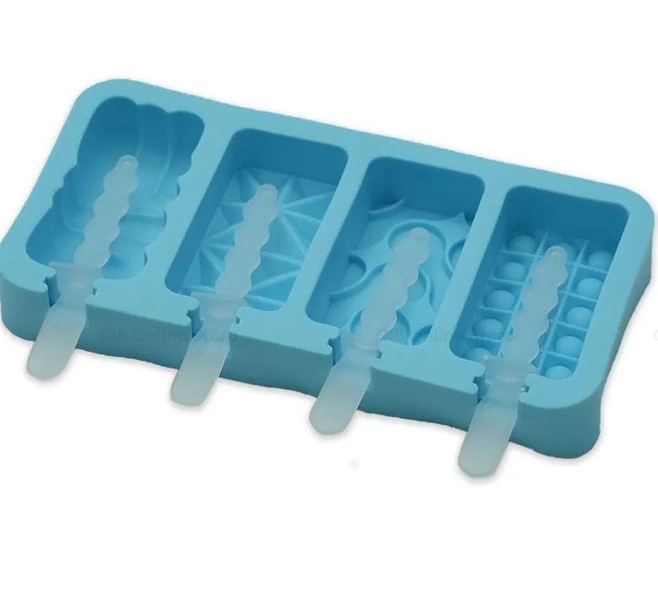 Silicone Popsicle Molds - 4 Cavity Homemade Ice Pop Maker with Reusable Sticks. (1, multicolor)