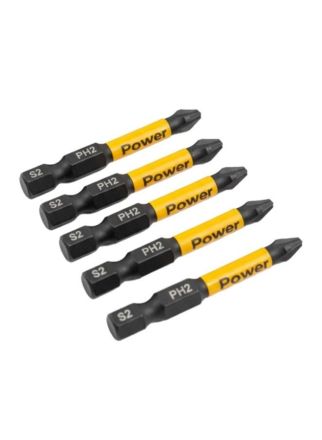 Professional Magnetic Phillips Screwdriver Bits Set PH2 â€“ 5 Pieces, S2 Impact-Resistant Steel, Extended Length, High Torque Performance for Power Drills and Impact Drivers