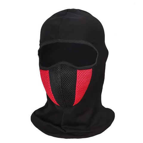 RNA STORE Windproof Cotton Balaclava Neck Gaiter Full Face Cover Mask for Men and Women Outdoor Cycling Equipment (1 Piece, Black Red Mesh Filter, Code9705:9052)