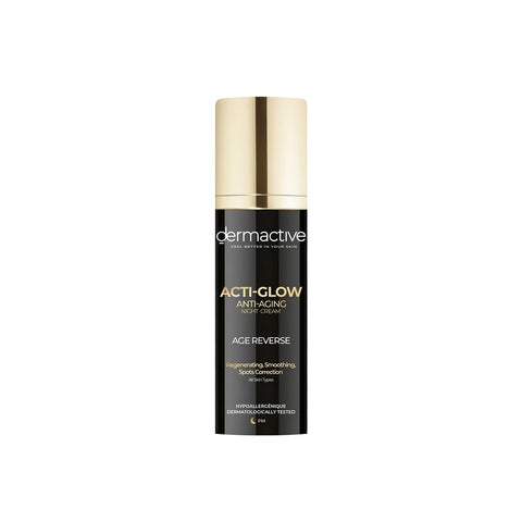 DERMACTIVE Acti Glow Night Cream 50ml | Anti-Aging Moisturizer with Peptides, Hyaluronic Acid & Vitamin C – Restores & Brightens Skin Overnight
