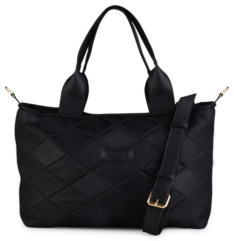 B.S COLLECTION BS Collection Boom Big Bag Soft Quilted Canvas Shoulder Bag for Women - Black