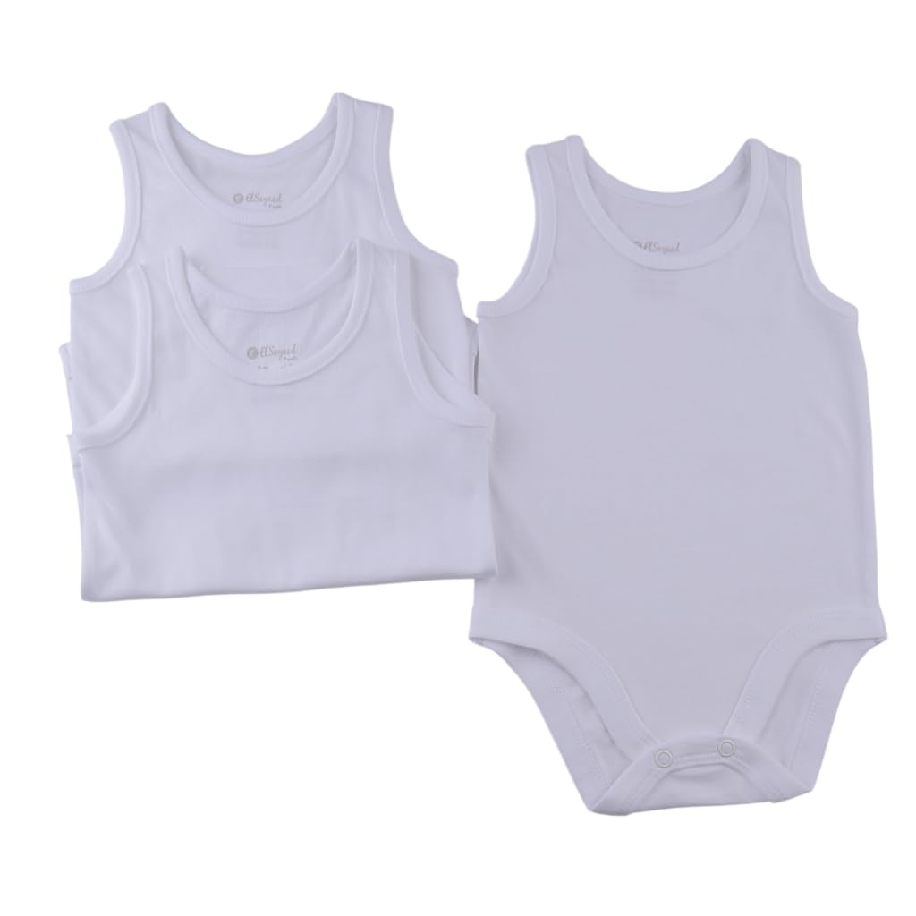 Elsayaad Unisex Baby Sleeveless Bodysuit Underwear (pack of 3)