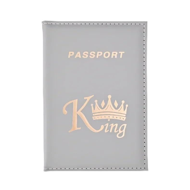 MySouq-Store 1Pcs Crown Print PU Passport Covers Passport Protector Passport Holder Flight Ticket Holder ID Credit Card Holder Travel Accessories (King, Gray)