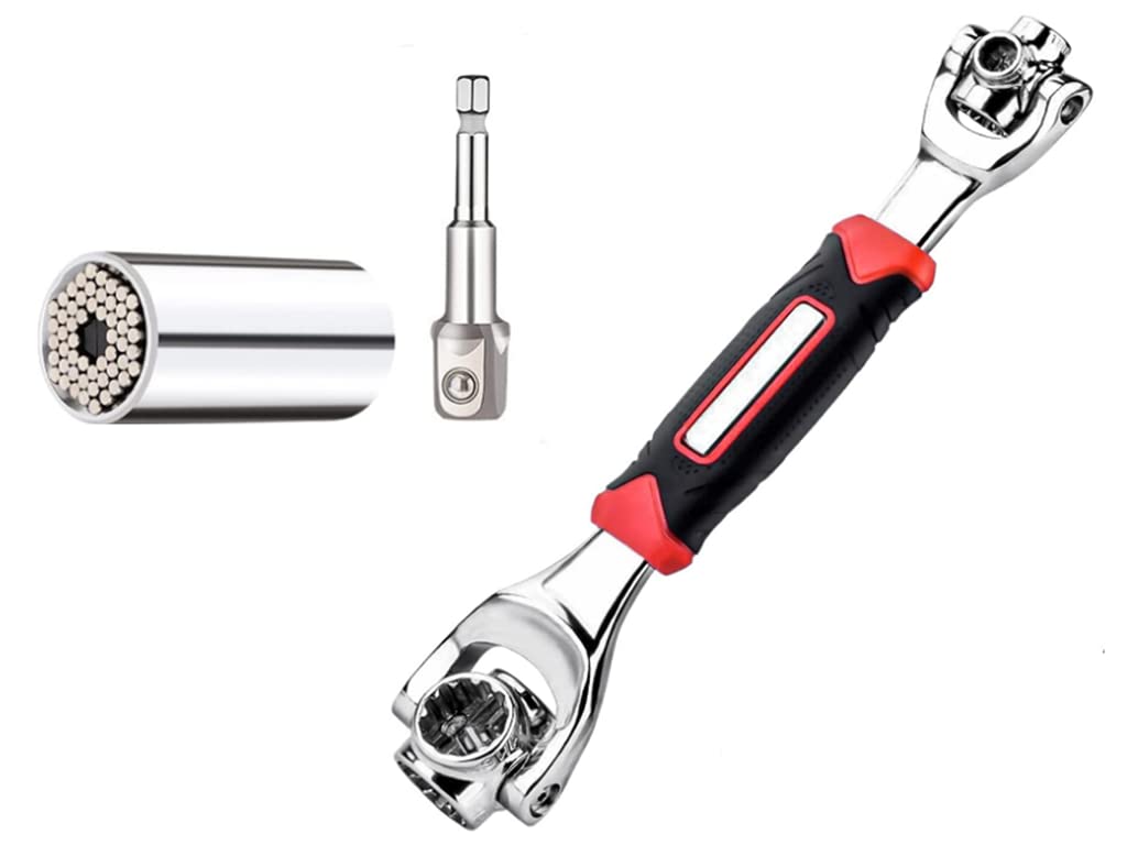 1 x universal wrench wrench, 8-in-1 socket wrench, multi-function hand tools, universal socket wrench, with 360 degree rotating head, for furniture repair and car repair