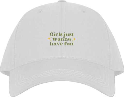 Girls just wanna have fun Plain unisex baseball cap White