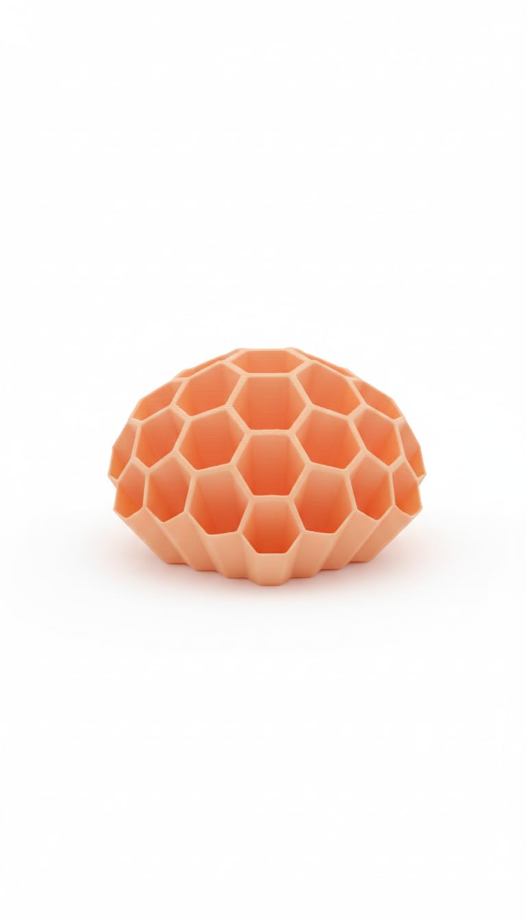 Premium Honeycomb Desk Organizer - 3D Printed Hexagon Pen Holder with High Quality Materials, Modern Office Organization Solution. (Peach)