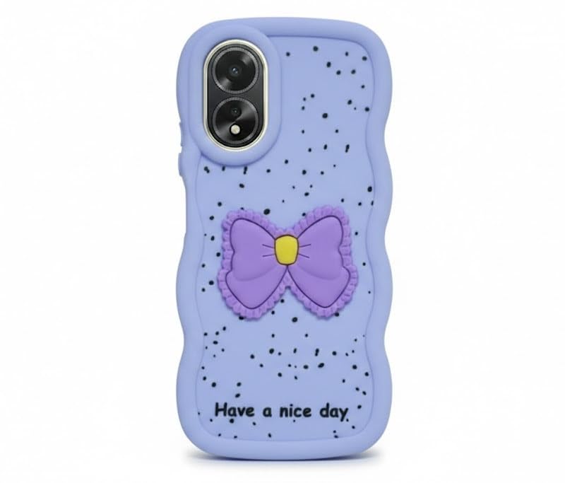 Compatible Case With Oppo A38, [Drop Protection] 3D Bow Pattern Soft TPU Shockproof Phone Case Full Body Protection (Purple)