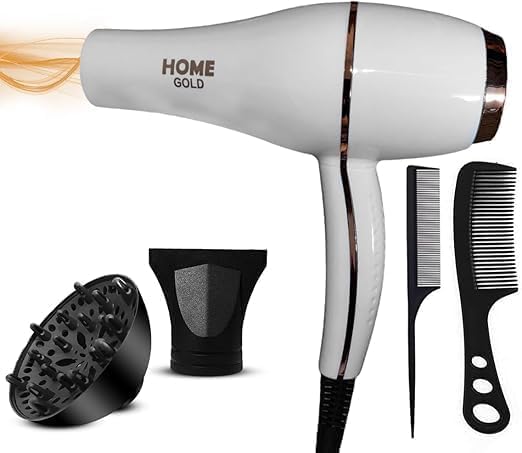 HOME GOLD Hair Dryer 3000W - Superior Drying Performance with Multiple Settings, Ionic Care, and Overheat Protection (HG-699) (White)
