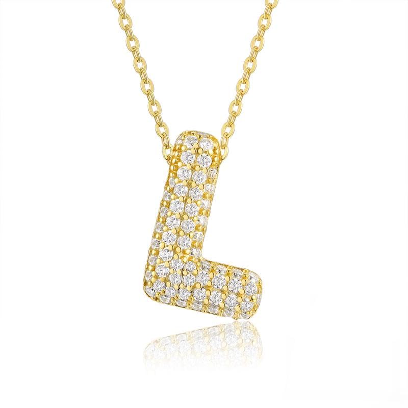 A-Z Letter Necklace for Men Women – 14K Gold Plated Stainless Steel Chain with Cubic Zirconia Stone Accessory
