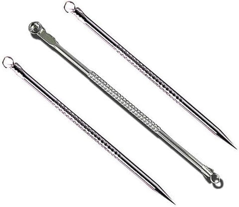 Blackhead Remover Needle Stainless Steel Round Pointed Tip (Pack of 3)