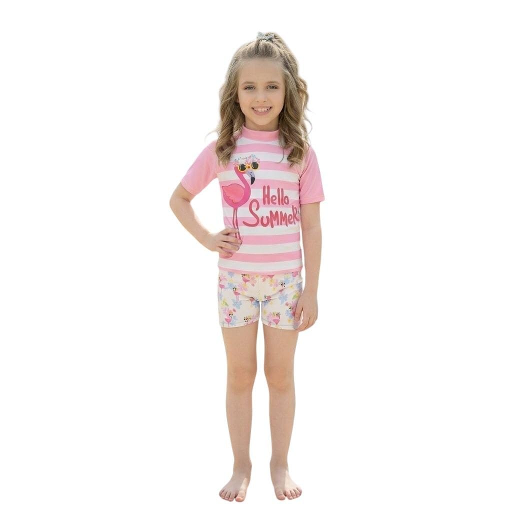 Swimwear for Girls Sizes from 2 Years to 14 Years Actual Dress Up Set 2 Pieces T-Shirt and Shorts Summer - Swimwear