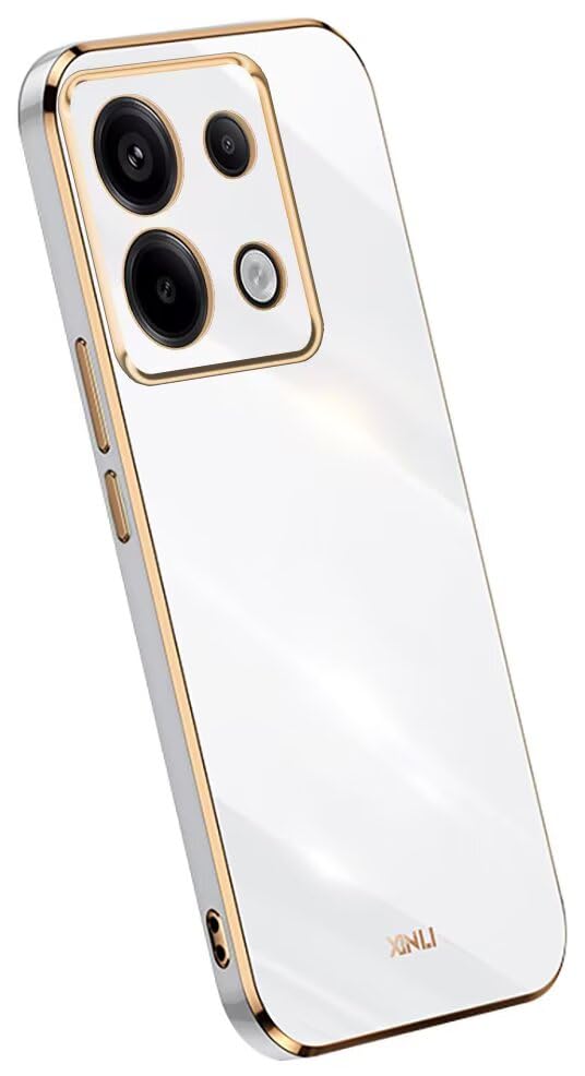 Topme Silicone Case for Redmi Note 13 Pro 5G (6.7" Inches), [ Gold Edge Style Phone Case Case] - White