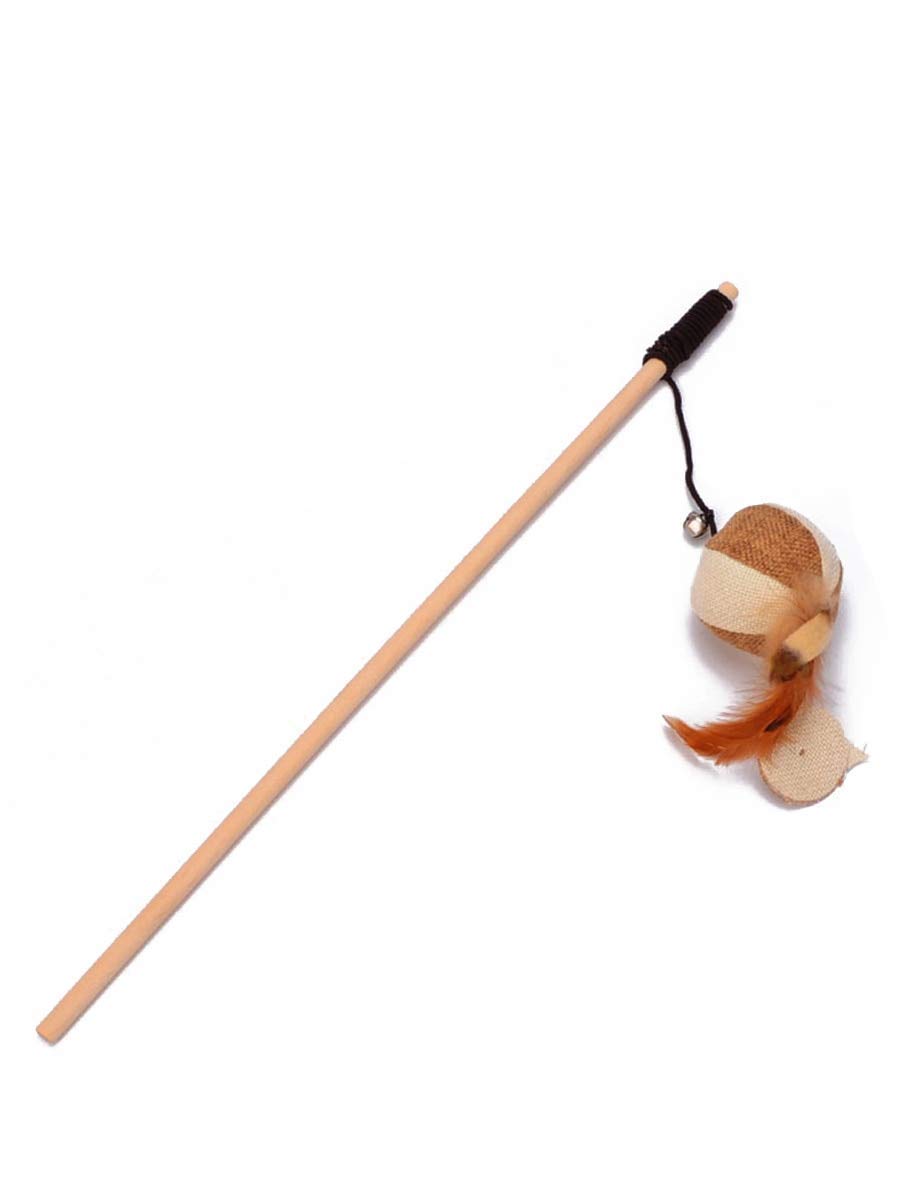 RvPaws Cat Teaser Playing Stick & Feather Interactive Teasing Wand Toy with Rod Length 40 cm, Rope Length 67cm (Mouse Bell).