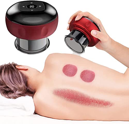 SWOPPLY Electric Cupping Set - Smart Red Light Therapy Machine With 12 Gears Vacuum Massager, Rechargeable Gua Sha Set for Back and Neck