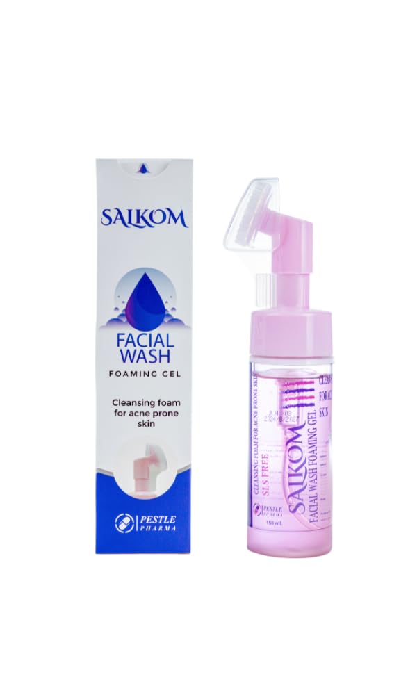 Salkom Face Wash for Oily and Combination Skin with Silicone Brush for Deeper Cleansing Power of Salicylic Acid and Collagen