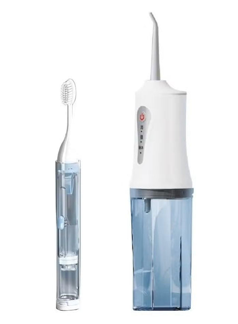 Smart Water Thread Dental Care Set For Interdental Cleaning + Innovative Toothbrush, Electric Tooth Flosser Home, USB Rechargeable, White