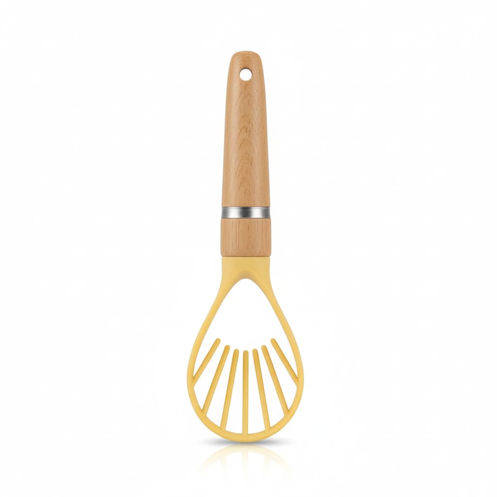 Home Care XC-90 Premium Wooden-Handle Potato Masher Sturdy Kitchen Prep Tool, Wood/Metal