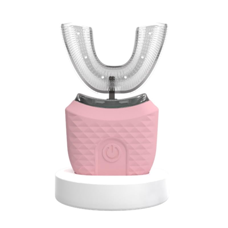 Electric Toothbrush U Shaped Automatic Ultrasonic Toothbrush With 4 Modes 360 Degree Whole Mouth Cleaning IPX7 Waterproof For Adults, MY-116 (Pink)