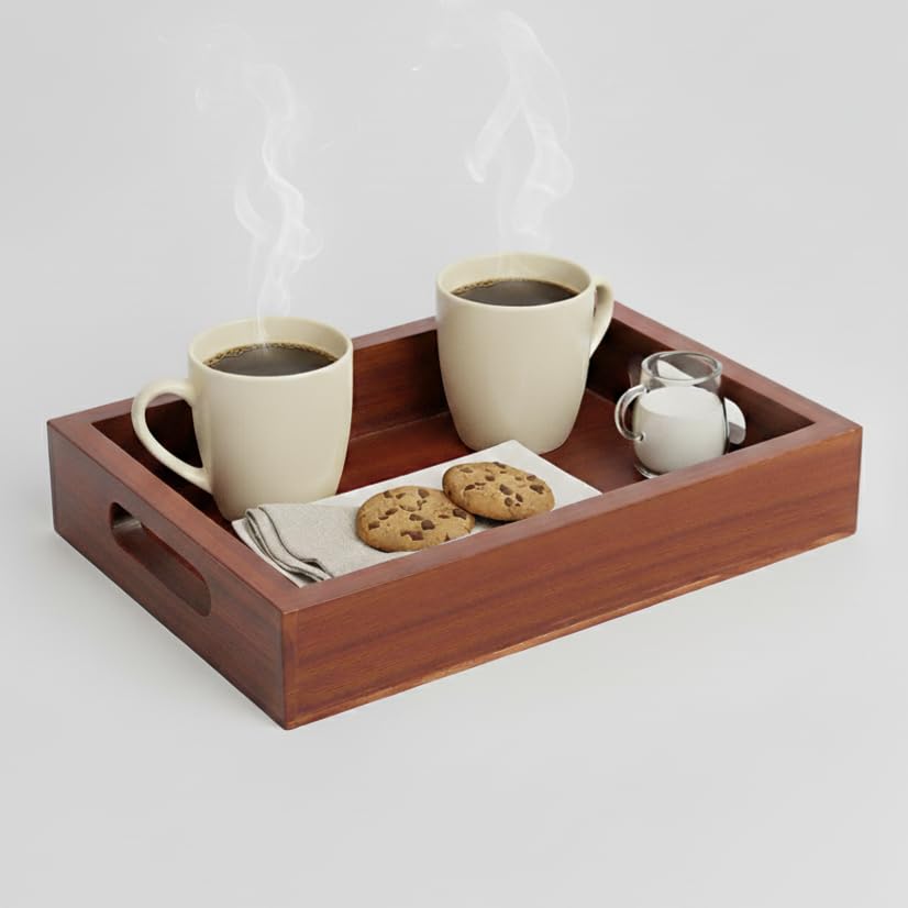 Lakdi-Baaz| Luxury Wooden Serving Tray Platter TR1 (Medium Teak) - Pack of 1