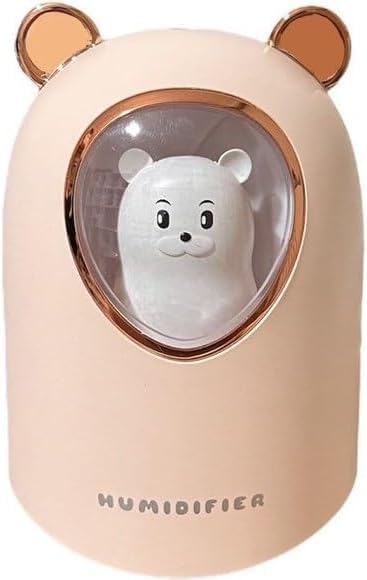 Mini Bear Shape Air Humidifier with Multiple Night Lights – Portable Humidifier for Bedroom, Home & Car – Quiet, Cool Mist Diffuser for Sleep and Relaxation (pink)