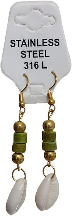 Stainless Steel 316L Earrings with Beads and Feather Pendants, Multicolour