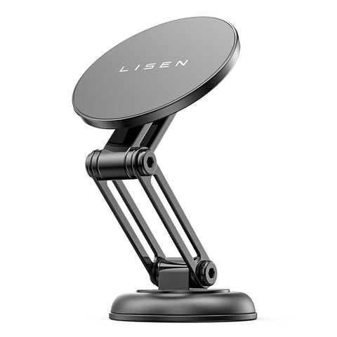 for LISEN Anti-Shake Magnetic Car Phone Mount 360° Rotatable Foldable Metal Holder for Sun Visor Dashboard Windshield supported 4-7 inch