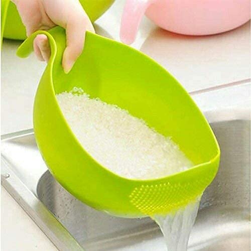 Strictly Water Strainer or Washer Bowl for Rice Vegetable & Fruits (Pack of 1) (Rice Bowl) (Pack of 1, Green)