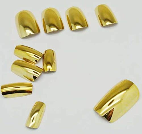 one year warranty_Metallic Chrome Gold Full Cover Artificial False Acrylic Nail Tips Gold Chrome Nails