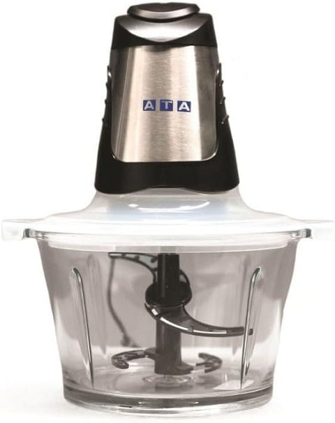 ATA Chopper 800W Unbreakable Bowl 2L with 4 Blades, Black Metal Gear